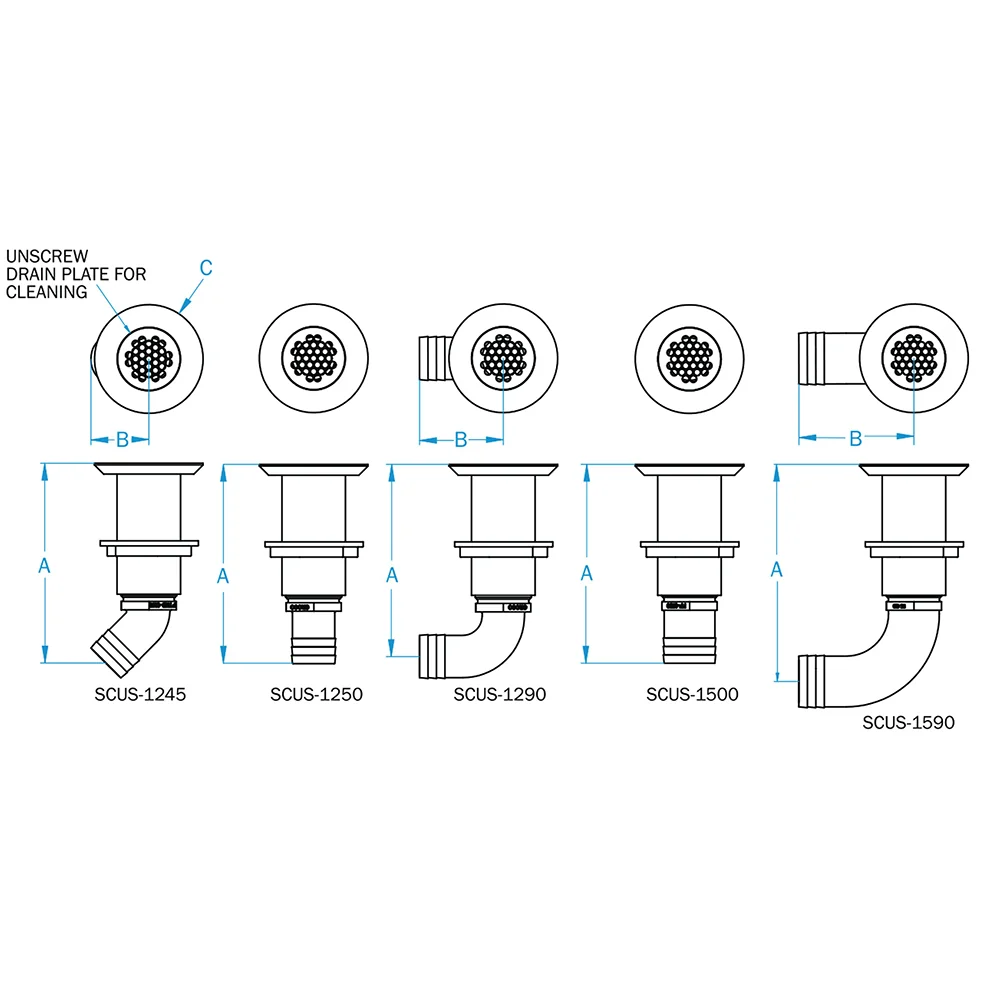 GROCO 1-1/4" Hose Barb Stainless Straight Deck Drain [SCUS-1250] - Image 2
