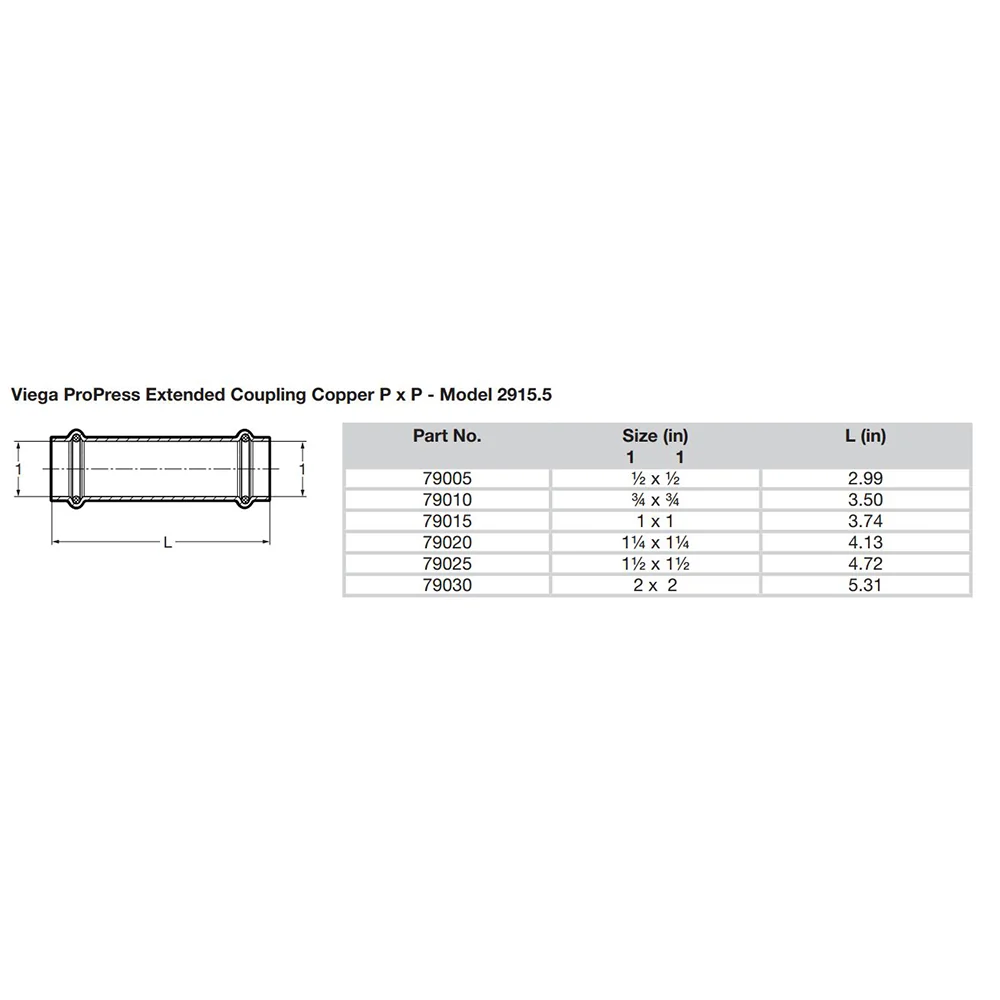 Viega ProPress 2" Extended Coupling w/o Stop - Double Press Connection - Smart Connect Technology [79030] - Image 2